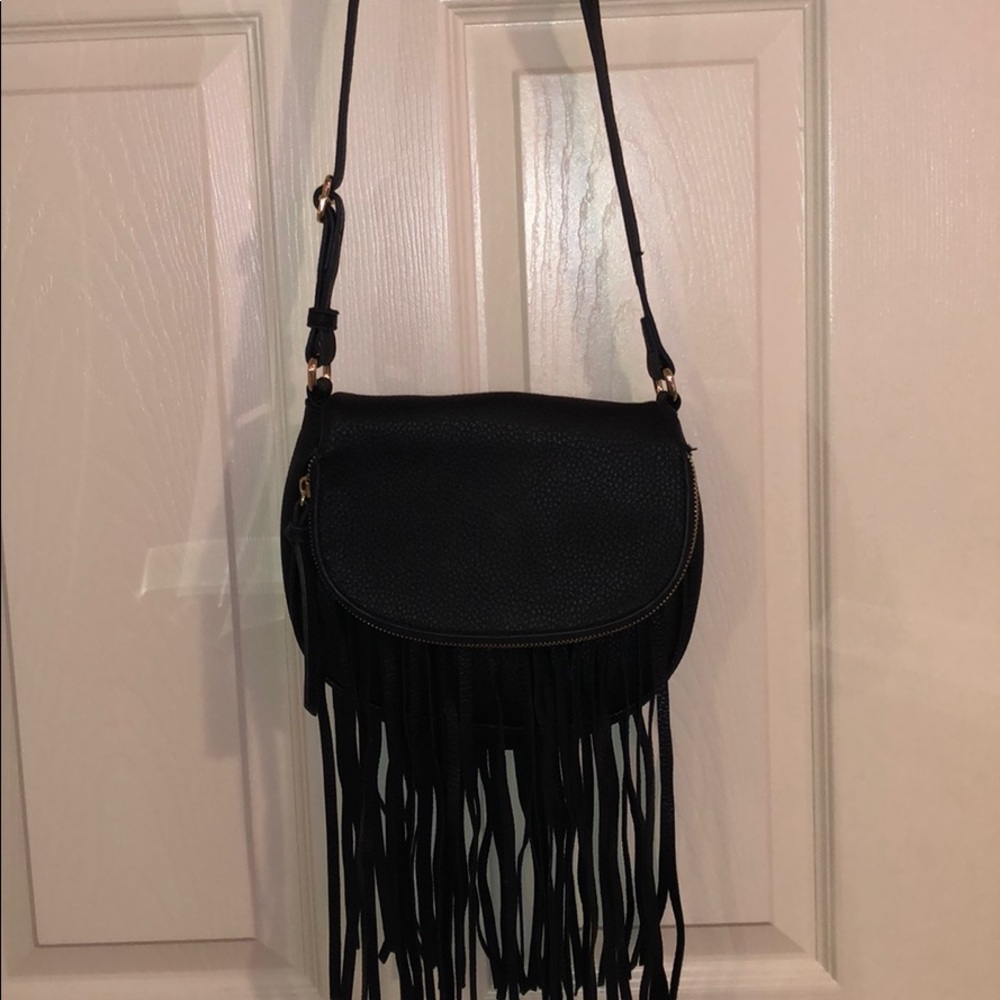 Black fringe crossbody